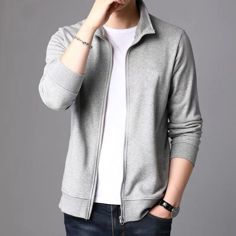 Spring and Autumn Foreign Trade High-End Stand-Up Collar Zipper Jacket for Men, Durable and Wear-Resistant Thin Work Cardigan Sweatshirt Spring and Autumn Foreign Trade High-End Stand-Up Collar Zipper Jacket for Men, Durable and Wear-Resistant Thin Work Cardigan Sweatshirt