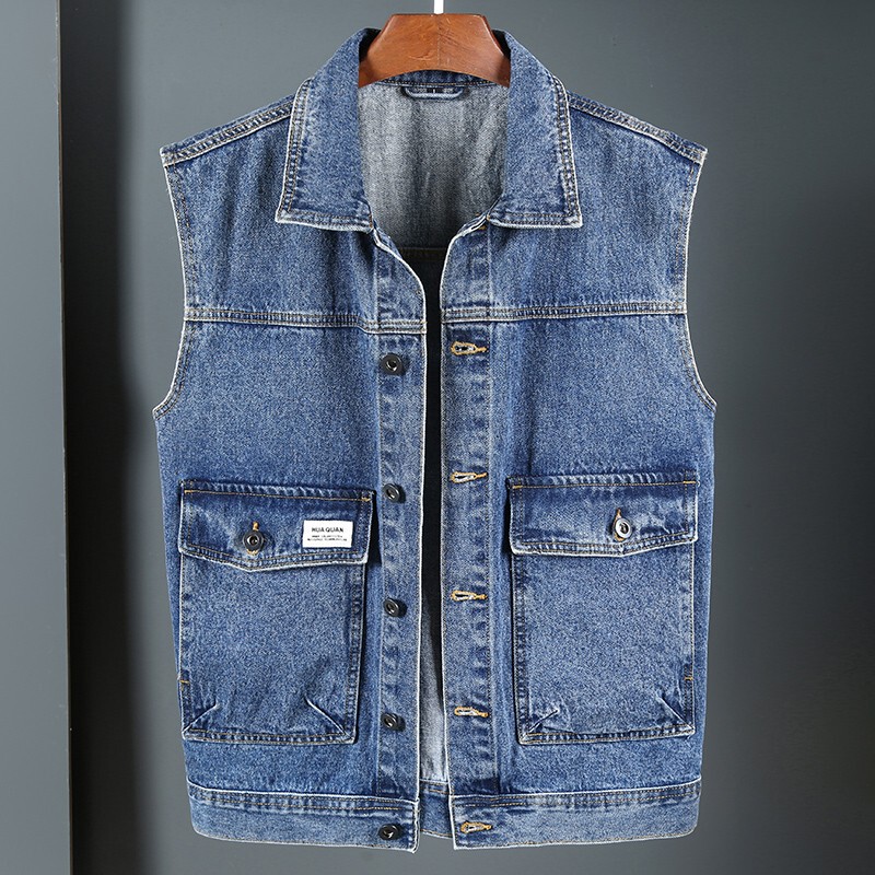 Men's Denim Jacket Spring and Autumn Trendy Loose Casual American Style Sleeveless Workwear Vest Men's Denim Jacket Spring and Autumn Trendy Loose Casual American Style Sleeveless Workwear Vest