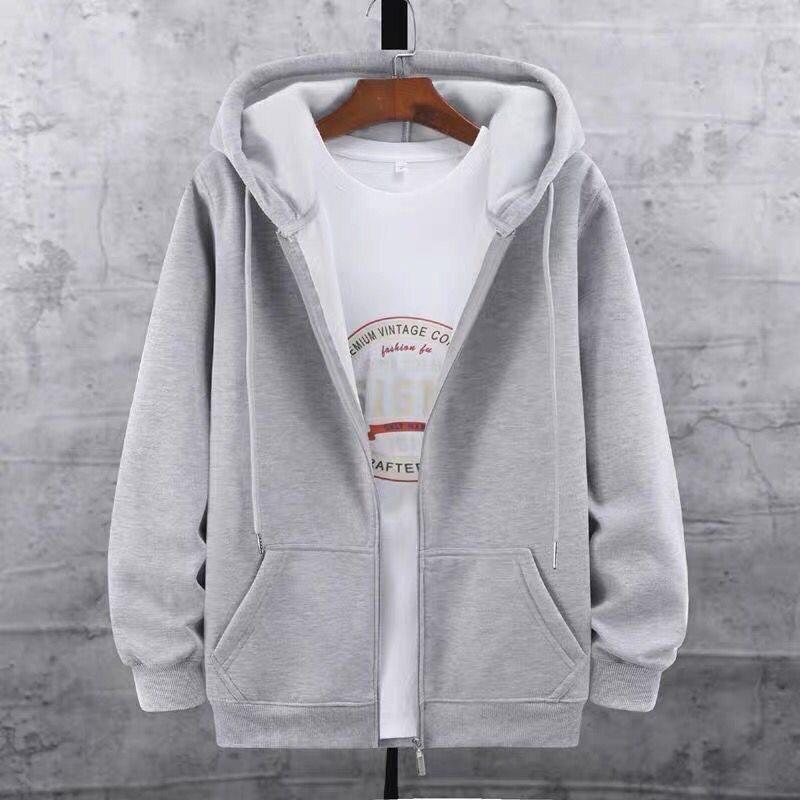 High-End Export Surplus Clearance Sale Fleece-Lined Thickened Zip-Up Hoodie Men's Autumn and Winter Warm Hooded Jacket