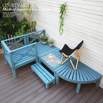 Outdoor solid wood floor outdoor garden ground laying anti-corrosion wood platform terrace courtyard splicing platform tatami