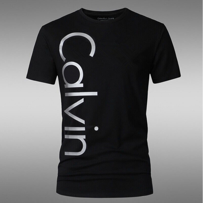 Summer New Men's Ck Short-Sleeve T-Shirt, Korean Style, Round Neck, Slim Fit, Fashionable, Versatile, Plus-Size Half-Sleeve Tee, Base Shirt