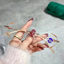 Frameless cut-edge star-studded diamond anti-blue light reading glasses