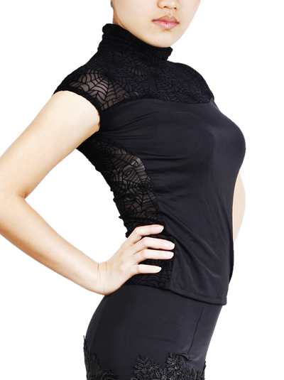 Exotic Dance Hot Selling Dancing Clothes Latin Dance Small High Collar Beauty Back Hollowed-out Exercises Performance Blouses T12018