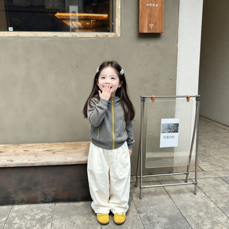 2026 New Children's Spring and Autumn Jackets, Boys' Tops, Girls' Elastic Hoodies, Casual Style Outerwear, Trendy and Fashionable