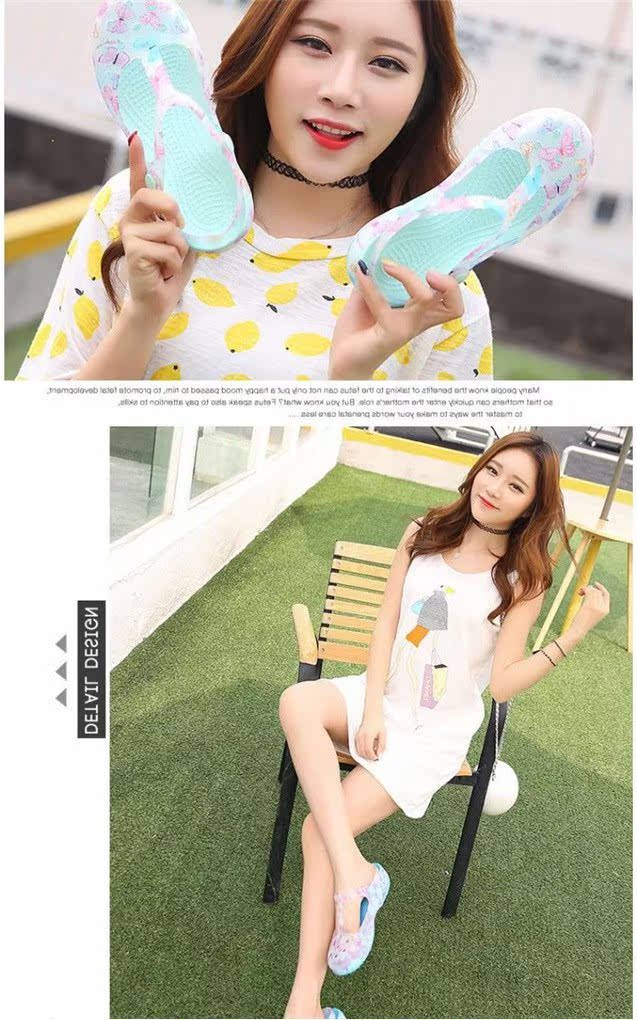 Mùa hè mới in lỗ giày dép nữ màu sắc hiếm giày dép đi biển dép nhựa và dép - Giày thể thao / sandles dép quai hậu đế cao