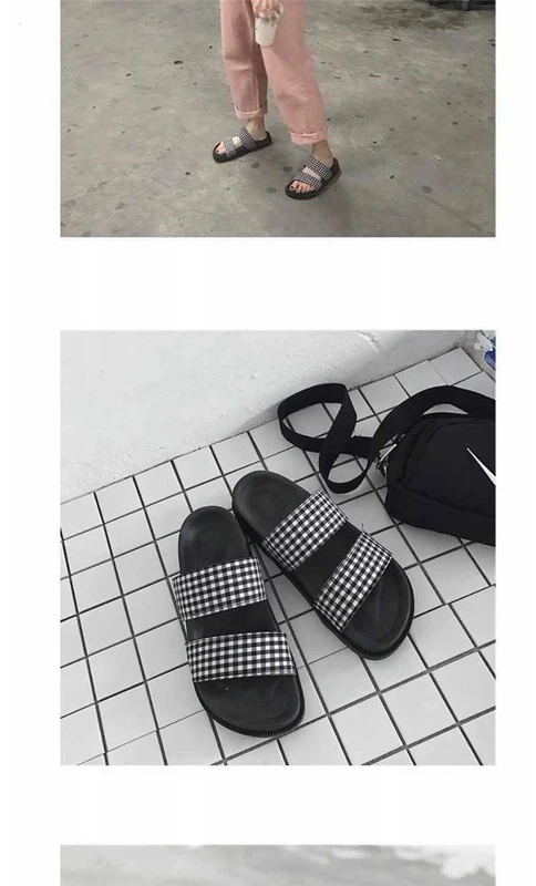 Phong cách đại học phiên bản Hàn Quốc của dép nữ Xia Pingdi mang giày sinh viên hoang dã đế dày đi biển đế xuồng gió Hồng Kông - Giày thể thao / sandles