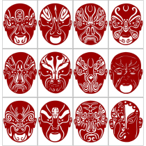 High-definition opera characters facial makeup hand-engraved paper pattern material student paper-cut print manuscript Chinese traditional pattern