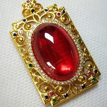 Antique collection Qianlong style ruby ​​gilt pendant tested to have a hardness of over nine