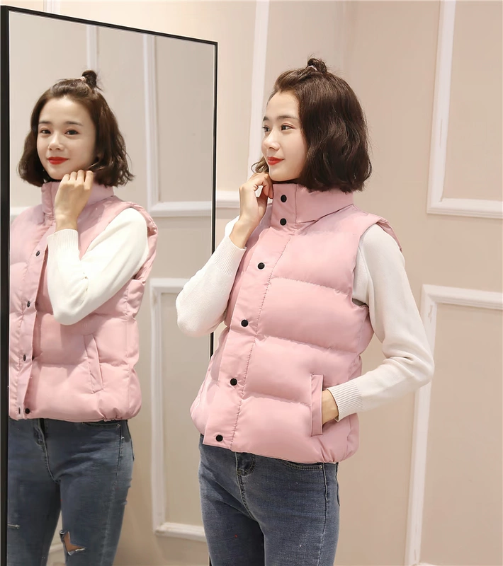 Cha mẹ trẻ con vest mùa đông Mẹ và con gái lỏng lẻo Mẹ và con in áo vest dày bánh mì xuống áo khoác vest