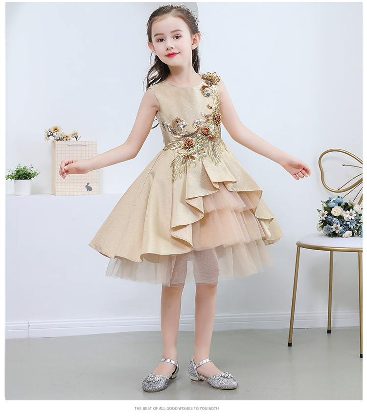 Công chúa váy nữ trình diễn catwalk sinh nhật trẻ em ăn mặc fluffy váy piano trang phục mùa thu váy trẻ em đẹp
