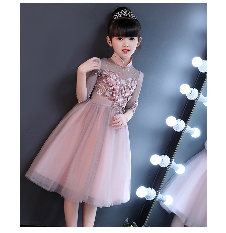 Trang phục trẻ em tay áo nữ trang phục dạ hội bé gái 2018 thời trang mới công chúa váy piano catwalk đoạn ngắn shop quần áo trẻ em đẹp