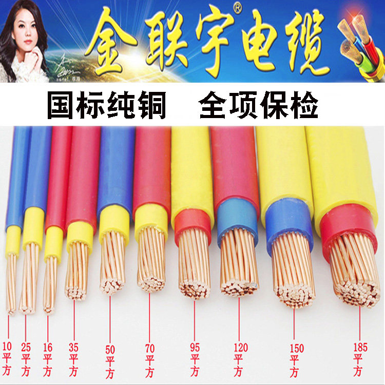 Gold Union Woo Cable National Standard BVV10 16 25 25 50 70 70 copper wire double plastic copper core flame-retardant wire bulk cut