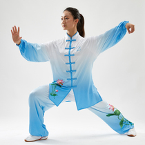  Ruilai Shi milk silk tai chi suit Womens spring and summer Chinese style printed martial arts practice suit Yunfeng performance competition suit