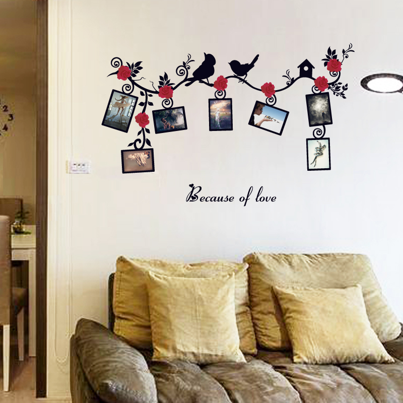 可移除牆貼紙照片貼花朵小鳥兒牆貼相框壁紙貼畫客廳背景溫馨臥室 可移除牆貼紙照片貼花朵小鳥兒牆貼相框壁紙貼畫客廳背景溫馨臥室