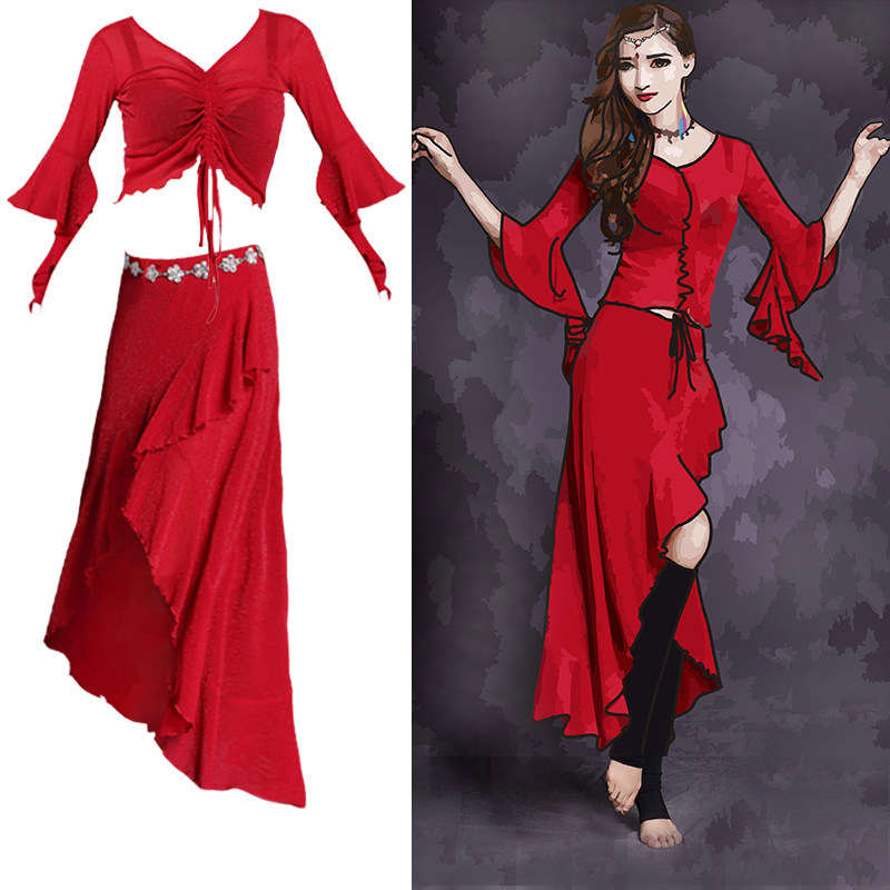 Belly dance 2021 new set of summer clothing female practice clothing Oriental dance dance performance clothing beginner Indian women