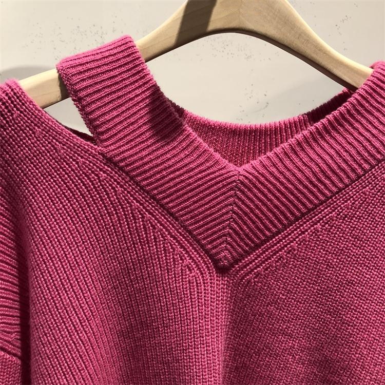 MOCO & XIAOJIE lỏng V-Cổ hollow strapless áo len của phụ nữ mùa thu 2018 áo len mới MA183SWT302 áo khoác cardigan nữ