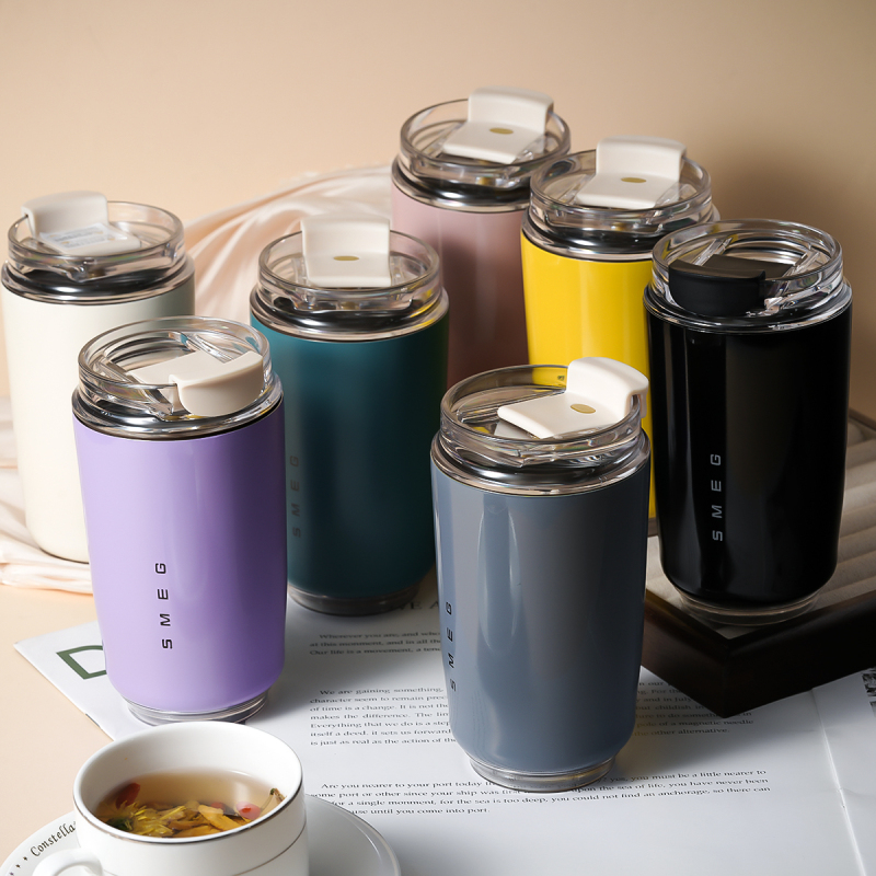 Smeg Cup, Milk-White Coffee Cup, 304 Stainless Steel, Portable, Leak-Proof, Insulated, ins Style Smeg Cup, Milk-White Coffee Cup, 304 Stainless Steel, Portable, Leak-Proof, Insulated, ins Style