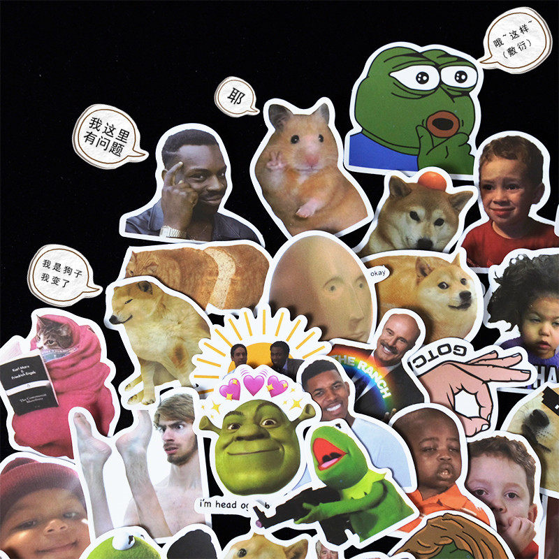 Prank the European and American internet red expression Baotou like a sticker mobile phone protective shell computer flat iPad mug decorated waterproof paste