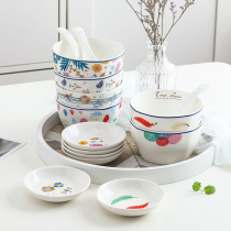Ceramic bowl cute creative taste dish soup spoon home Japanese style 4 5 inch student personality tableware eating rice bowl