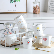 Clearance processing mug square mouth ceramic cup creative gold edge home office Nordic coffee cup drinking cup