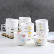 Ceramic bowl Japanese square bowl creative Rice Bowl home cute letter weather soup bowl salad bowl dessert bowl