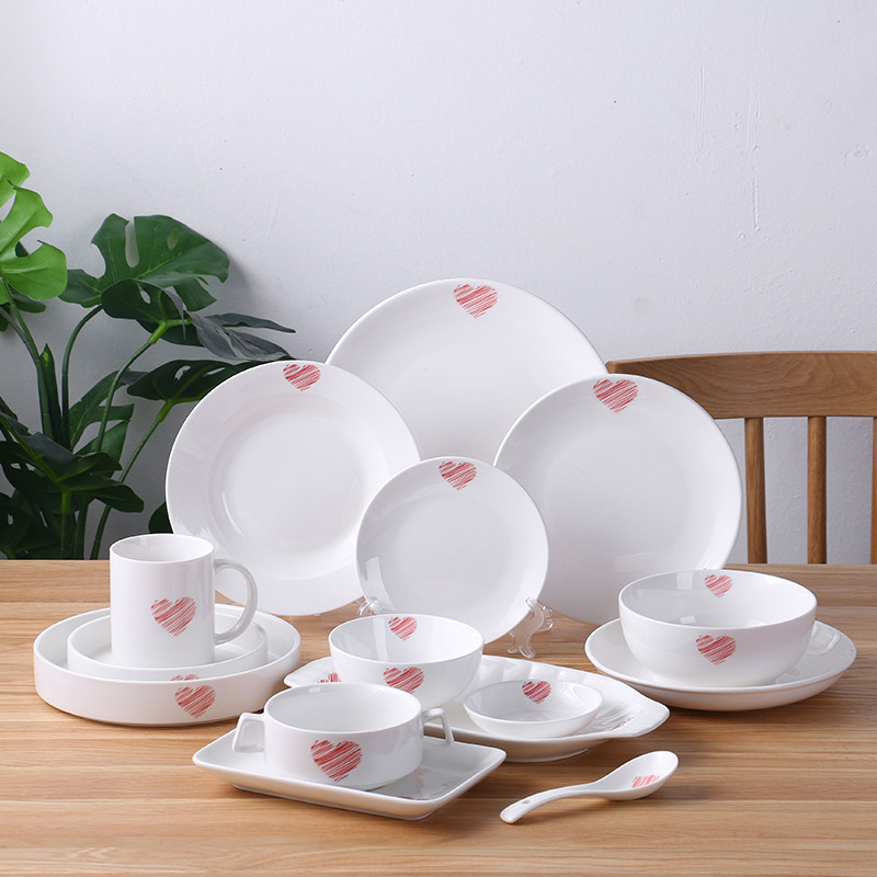 Ceramic creative tableware soup spoon flavor plate rice bowl square plate plate steak plate soup noodle bowl fish plate home love plate