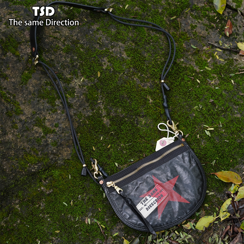 Tsd Leather Goods Imported Vegetable-Tanned First-Layer Horse Leather Vintage Artistic Star Crossbody Shoulder Bag for Men and Women Model 9217