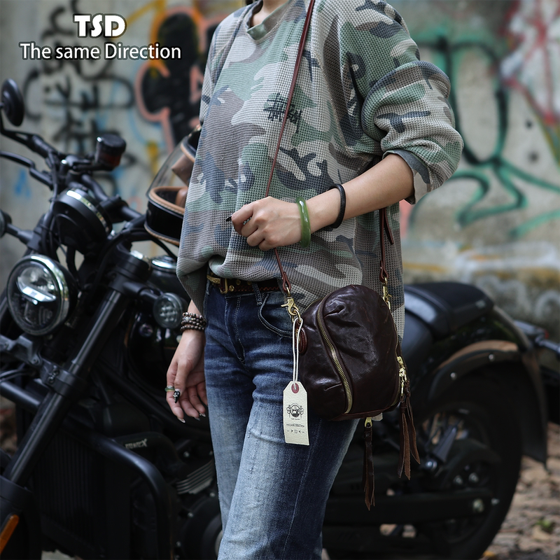 Tsd Leather Goods Imported Top-Grain Vegetable-Tanned Horse Leather Vintage Artistic Baseball Crossbody Shoulder Bag for Men and Women Model 9221 Tsd Leather Goods Imported Top-Grain Vegetable-Tanned Horse Leather Vintage Artistic Baseball Crossbody Shoulder Bag for Men and Women Model 9221