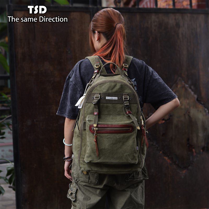 Tsd Leather Goods 580g High-Density Canvas Vintage Military Style Backpack Travel Bag Unisex Bag 9112 Tsd Leather Goods 580g High-Density Canvas Vintage Military Style Backpack Travel Bag Unisex Bag 9112