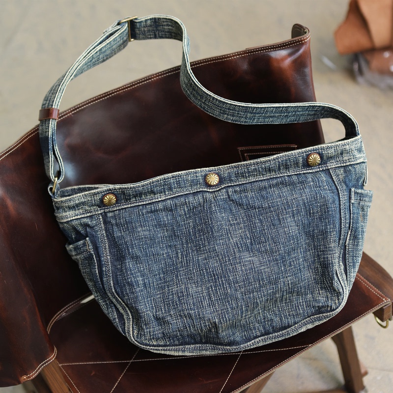 Tsd Leather Goods Handmade Classic Vintage Heavyweight Large Hand-Twisted Yarn Newsboy Bag Crossbody Shoulder Bag Unisex 8567