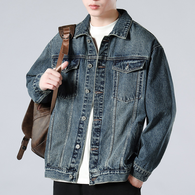 Desire Lee2026 Spring New Denim Jacket Men's Loose Large Size Top Workwear Lapel Jacket Men