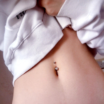 Titanium steel double diamond navel nail female umbilical ring Europe and the United States sexy personality umbilical nail short rod navel buckle fine needle navel ring