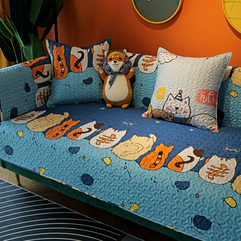 New Pint Cute Fabric Full Cotton Sofa Mat All Season Universal Non-slip Cushion Sofa Towels Cover Cloth Cover Brief