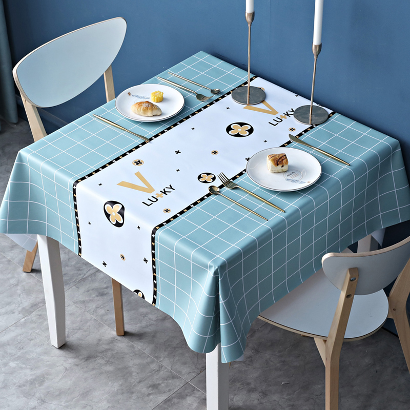 Nordic light and luxurious table cloth waterproof oil protection free pvc table cushion square cloth art tea table cloth Advanced sense-Taobao