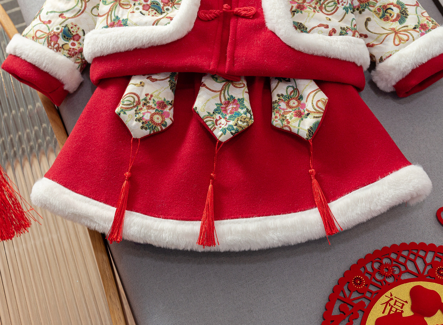 Детский флисовый наряд маленькой принцессы, осенний пуховик, увеличенная толщина, китайский стиль OTHER / Other 
