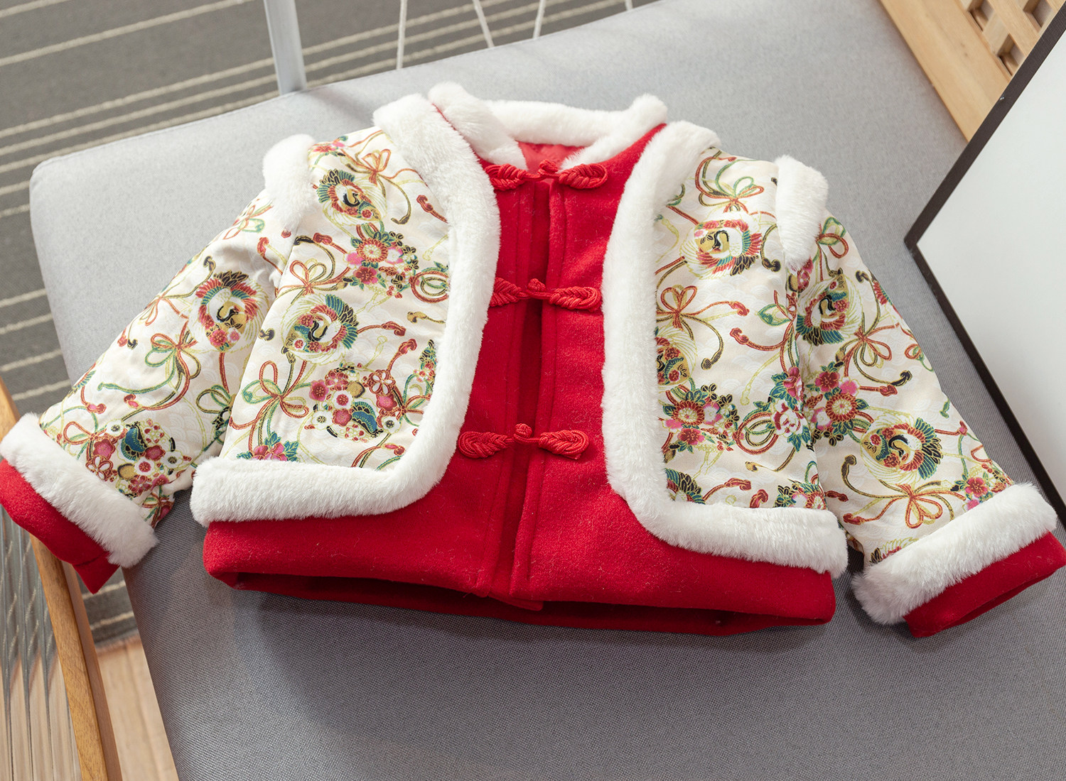 Детский флисовый наряд маленькой принцессы, осенний пуховик, увеличенная толщина, китайский стиль OTHER / Other 