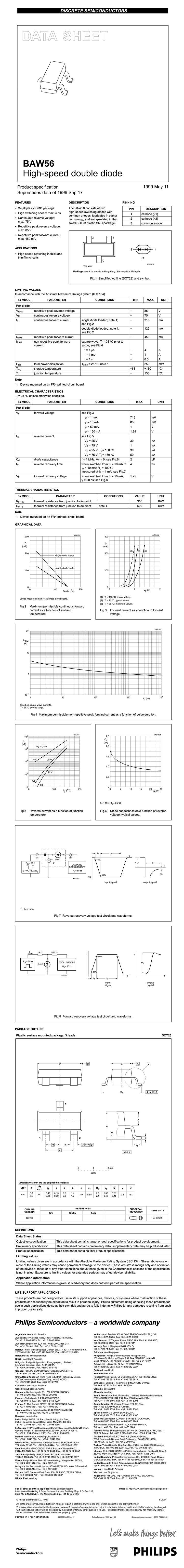 原装正品 BAW56,215 丝印A1W SOT-23 90V/215mA 贴片开关二极管-阿里巴巴