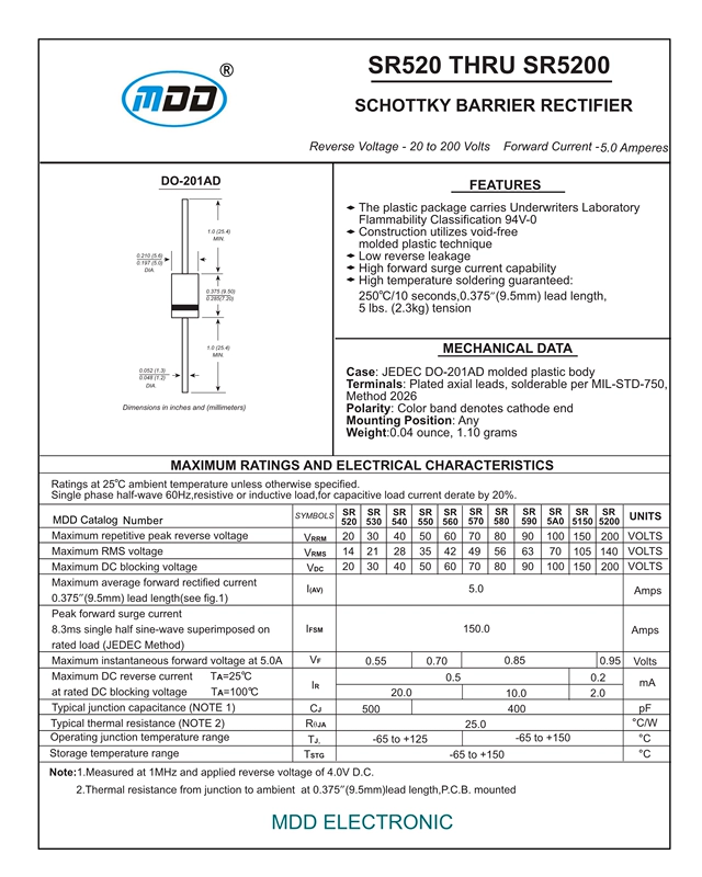 Chính hãng chính hãng SR540/SR560/SR5100/SR5200 cắm Schottky diode chỉnh lưu 10 miếng