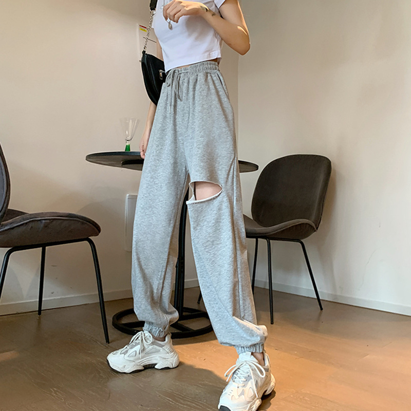 Jazz Dance Clothing for Women, Summer Thin Style, Loose Hip-Hop Dance Pants with Holes, Designer Jogger Pants