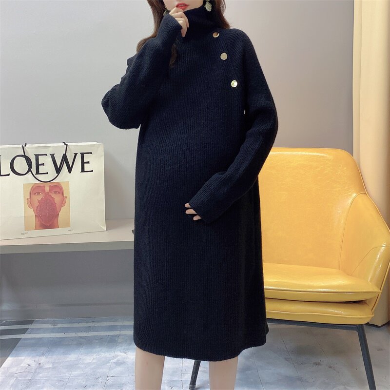Autumn new Korean version of the maternity dress mid-length autumn and winter sweater large size loose knitwear top bottoming skirt