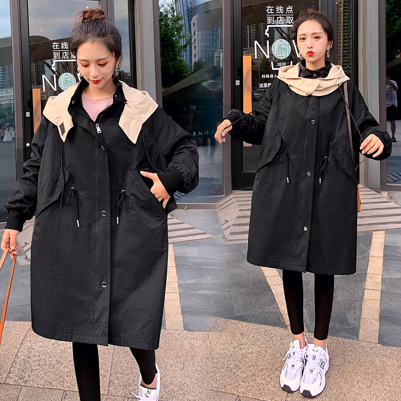 Pregnant women's autumn and winter clothes new large size fashion suit foreign style jacket jacket autumn 200 catties hooded windbreaker women