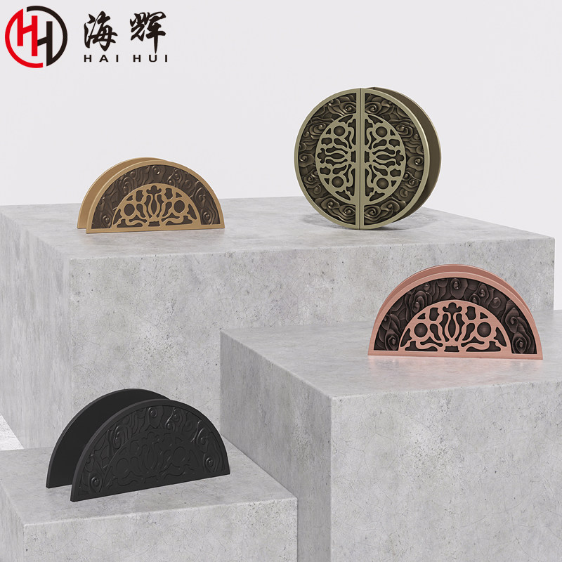 New Chinese style semicircle door handle glass door handle custom antique single and double switch wooden door cabinet door round door handle