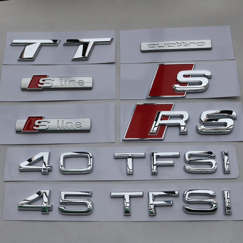 New Audi TT S Word Label RS English letter Peep Sline Leaf Plate Side Mark TTRS Rear Mark Car Sticker