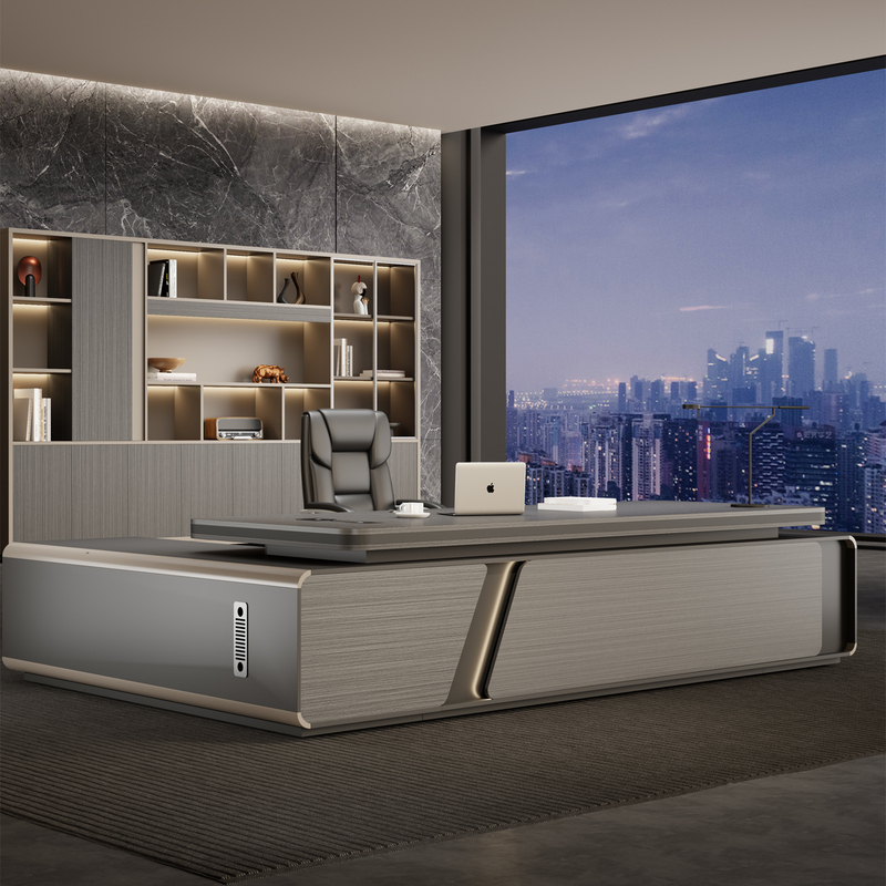 High-End Office Desk Boss Desk and Chair Set, Stylish General Manager Office Executive Desk, Simple Office Desk