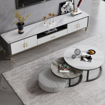 Rock board coffee table TV cabinet combination Modern living room marble floor wall cabinet Household light luxury small apartment TV cabinet