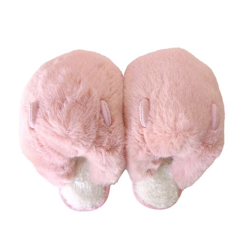 Miniso Simple Series Fluffy Furry Kidsren's Slippers, Warm Home Non-Slip Plush Cotton Slippers