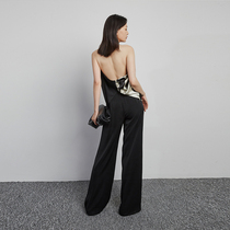 SOULKISS”publicity  fried street halter _ stitching design sense printed halter neck heavy silk top womens summer