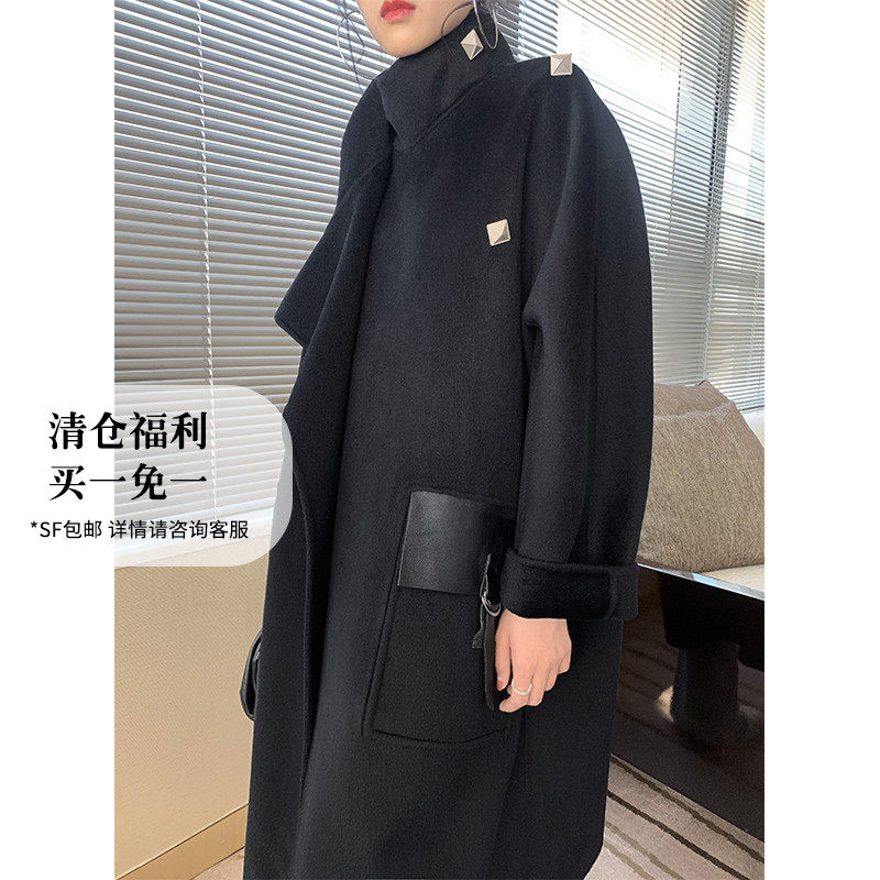 SOULKISS limited edition high-end goods high-grade imported Australian wool rabbit down 2 colors double-sided woolen coat coat women
