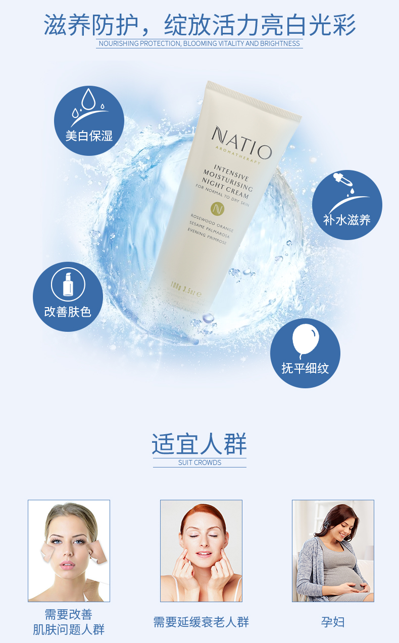 Úc Natio Nadio Intensive Moisturising Plant Repair Kem dưỡng ẩm ban đêm 100gCW - Kem dưỡng da kem khóa ẩm