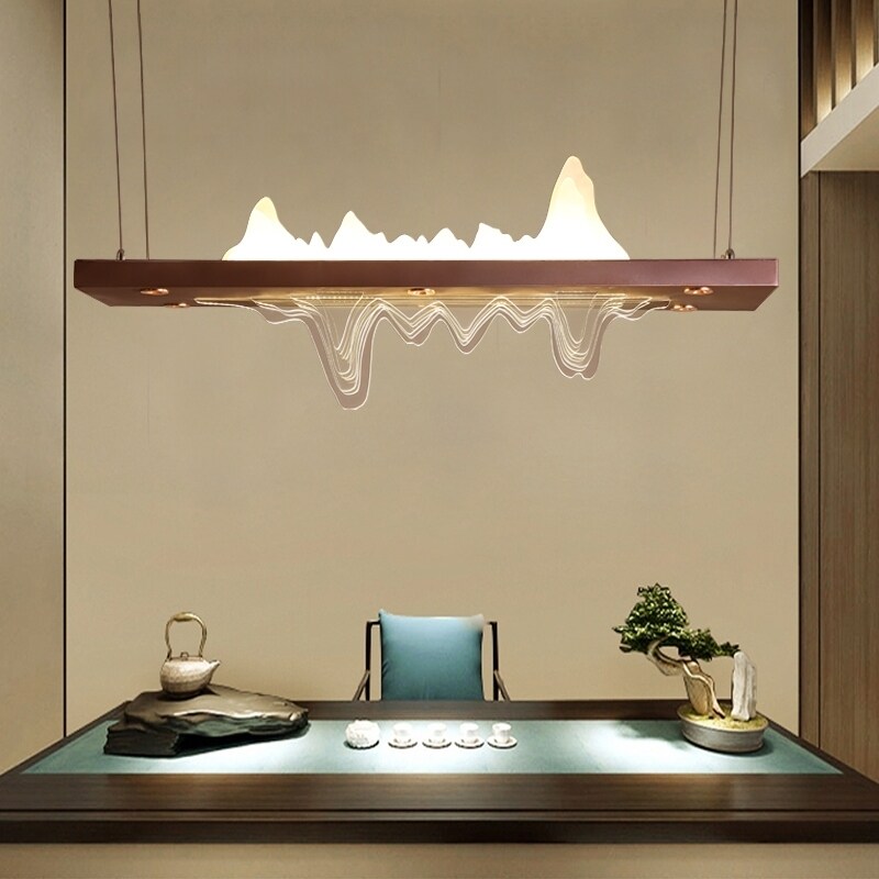 New Chinese Style Board Room Tea House Tea Room Light Zen Chinese Landscape Writing China Wind Rectangular Dining Room Table Front Desk Chandelia